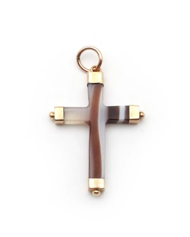 Pamono Victorian Agate Cross Pendant> Necklaces