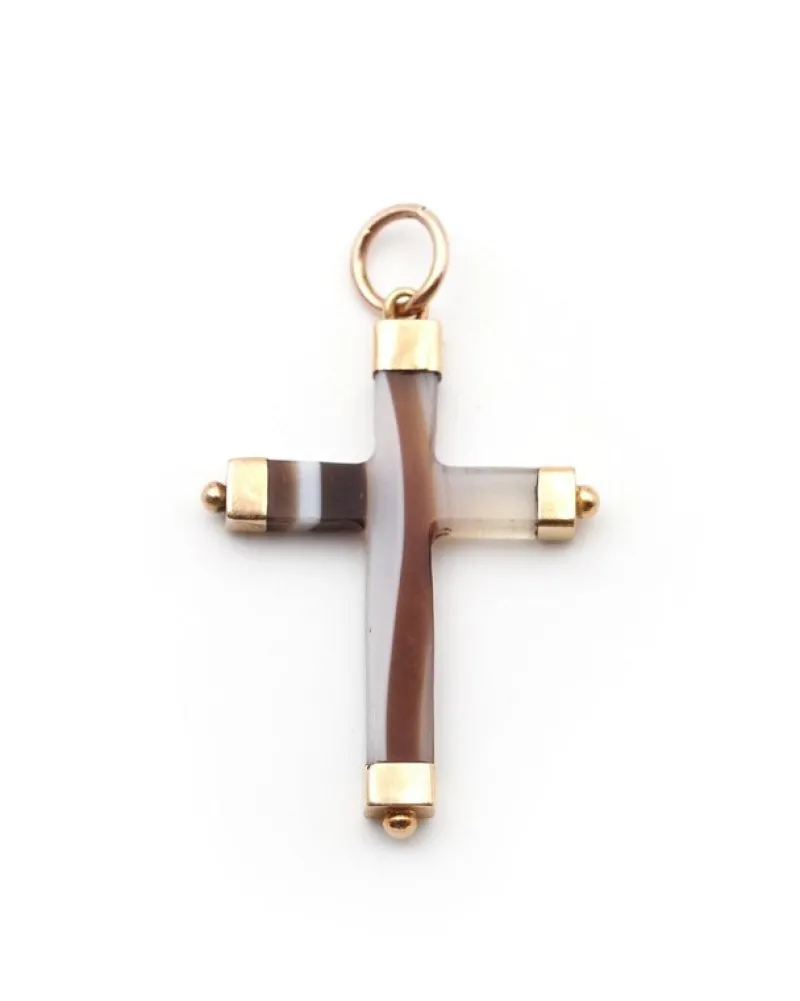 Pamono Victorian Agate Cross Pendant> Necklaces