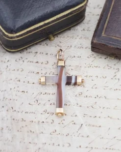 Pamono Victorian Agate Cross Pendant><noscript><img width=
