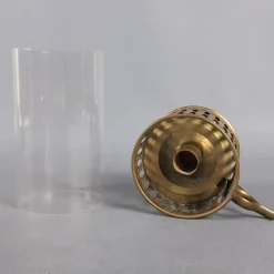 Pamono Victorian Brass and Glass Candlesticks, Early 1900s, Set of 2><noscript><img width=