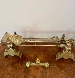 Online Pamono Victorian Brass Fireplace Set, 1890, Set of 6