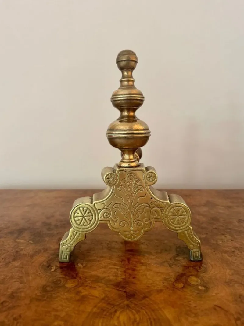 Online Pamono Victorian Brass Fireplace Set, 1890, Set of 6