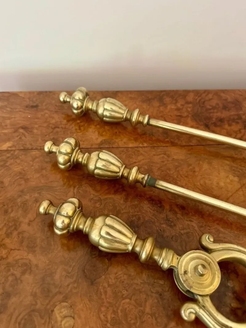 Online Pamono Victorian Brass Fireplace Set, 1890, Set of 6