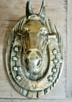 Pamono Victorian Brass Horse Head Wall Plaque, 1900s> Architectural Elements
