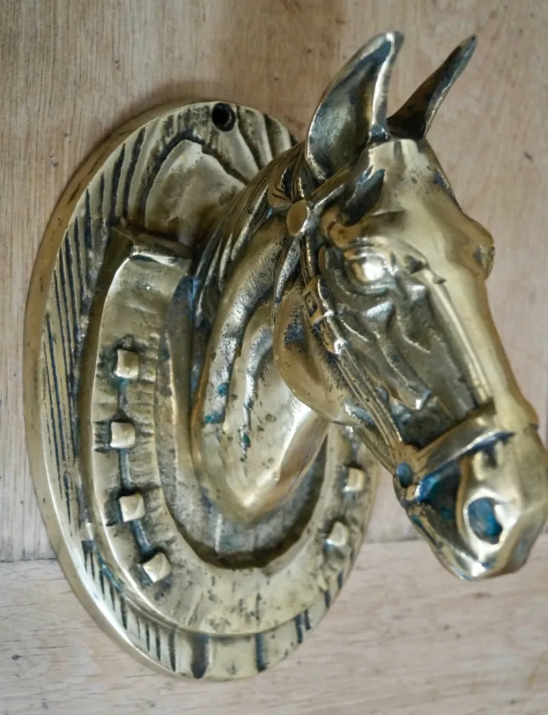 Pamono Victorian Brass Horse Head Wall Plaque, 1900s> Architectural Elements