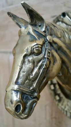 Pamono Victorian Brass Horse Head Wall Plaque, 1900s><noscript><img width=