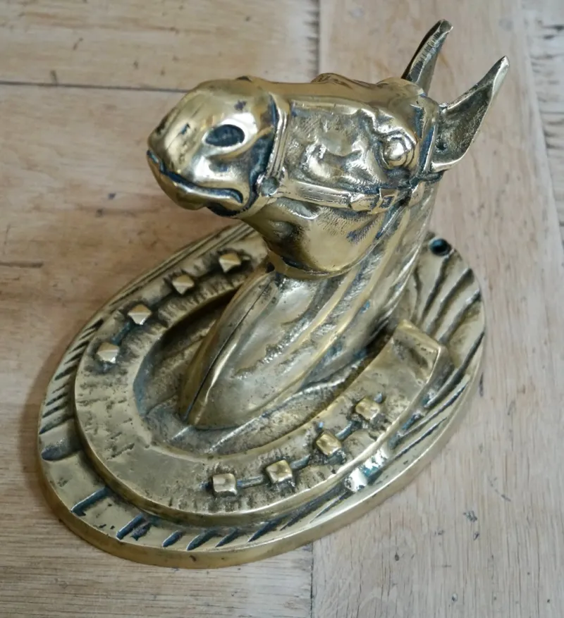 Pamono Victorian Brass Horse Head Wall Plaque, 1900s> Architectural Elements