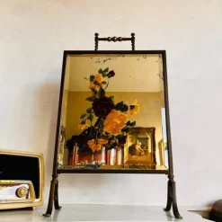Pamono Victorian Brass Mirrored Fire Screen> Fireplaces And Mantels