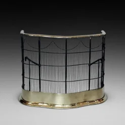 Pamono Victorian Brass Rimmed Wire Mesh Serpentine Fire Guard> Fireplaces And Mantels