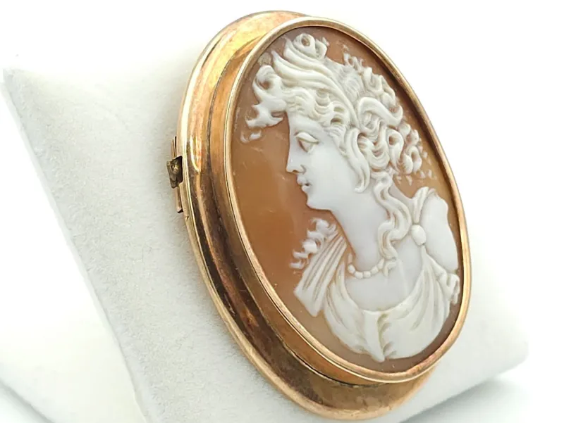 Clearance Pamono Victorian Brooch with Cameo in 14-Karat Gold