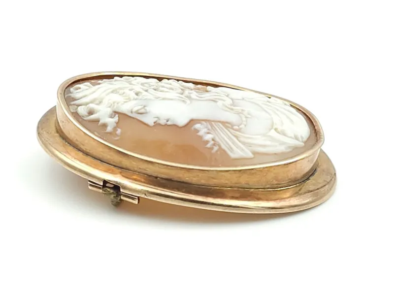 Clearance Pamono Victorian Brooch with Cameo in 14-Karat Gold