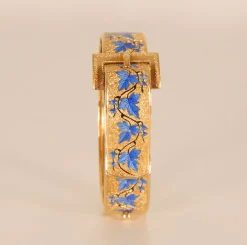 Pamono Victorian Buckle 14ct Yellow Gold and Blue Enamelled Bracelet by Van Cleef & Arpels><noscript><img width=