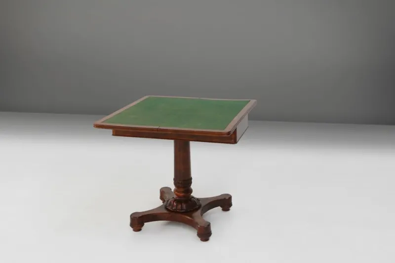 Outlet Pamono Victorian Burl Wood Folding Card Table, 19th Century