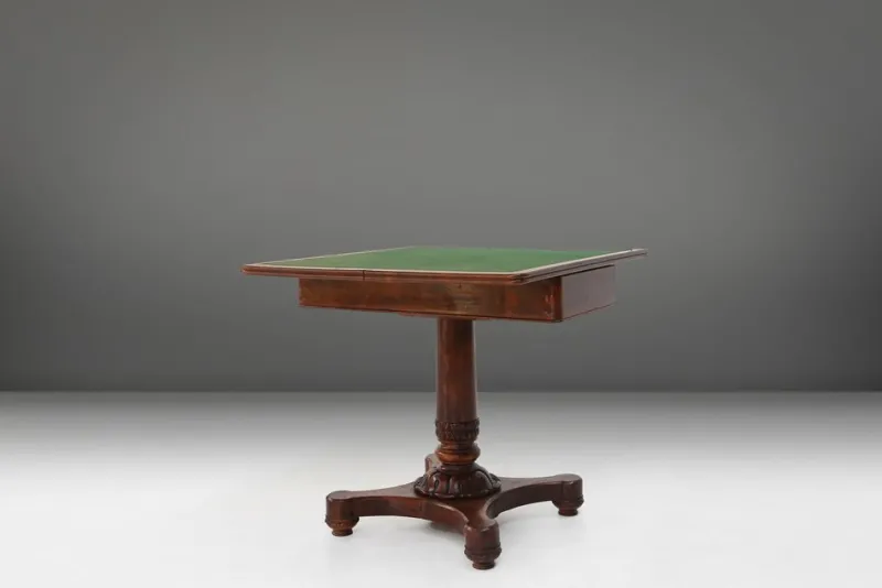 Outlet Pamono Victorian Burl Wood Folding Card Table, 19th Century