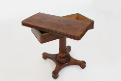 Outlet Pamono Victorian Burl Wood Folding Card Table, 19th Century