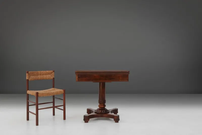 Outlet Pamono Victorian Burl Wood Folding Card Table, 19th Century