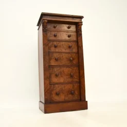 New Pamono Victorian Burr & Walnut Wellington Chest of Drawers, 1880s