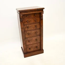 New Pamono Victorian Burr & Walnut Wellington Chest of Drawers, 1880s