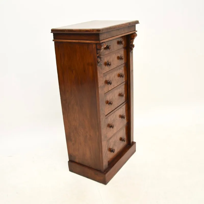 New Pamono Victorian Burr & Walnut Wellington Chest of Drawers, 1880s