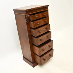 New Pamono Victorian Burr & Walnut Wellington Chest of Drawers, 1880s
