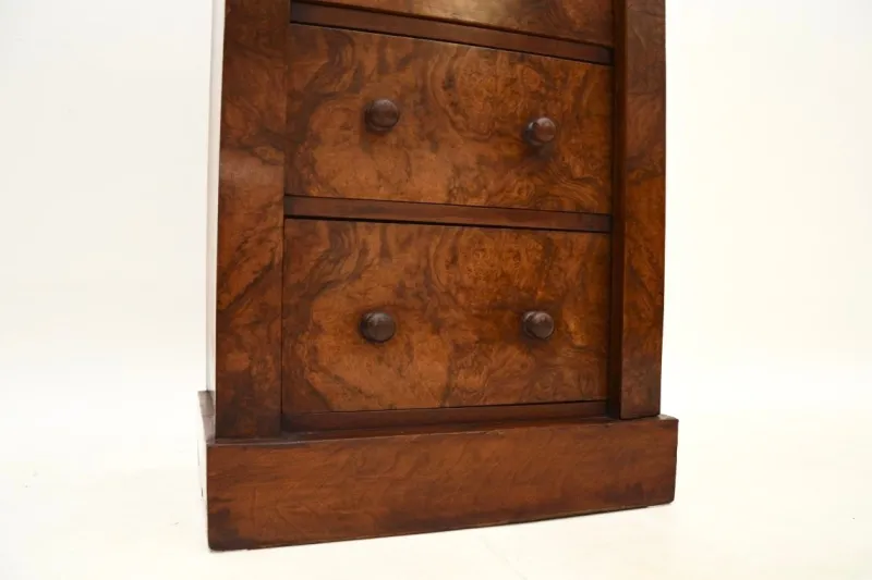 New Pamono Victorian Burr & Walnut Wellington Chest of Drawers, 1880s