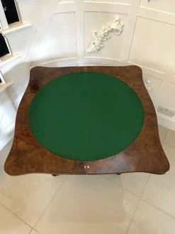 Hot Pamono Victorian Burr Walnut Card Table, 1860s