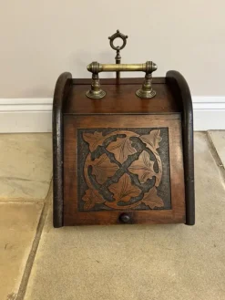 Pamono Victorian Carved Oak Coal Box, 1880s> Fireplaces And Mantels