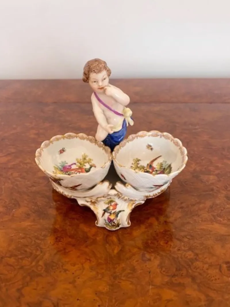 Pamono Victorian Continental Porcelain Salt & Pepper Holders, 1880s, Set of 3> Salt & Pepper Shakers