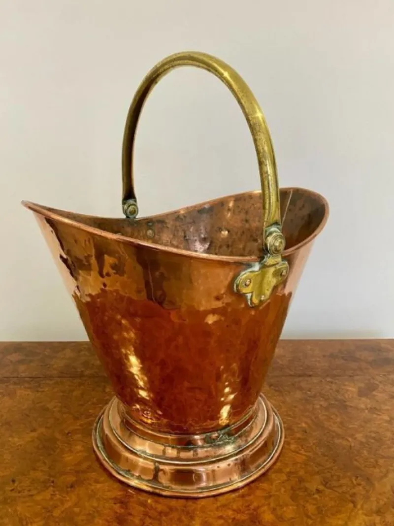 Pamono Victorian Copper and Brass Helmet Coal Bucket, 1860s