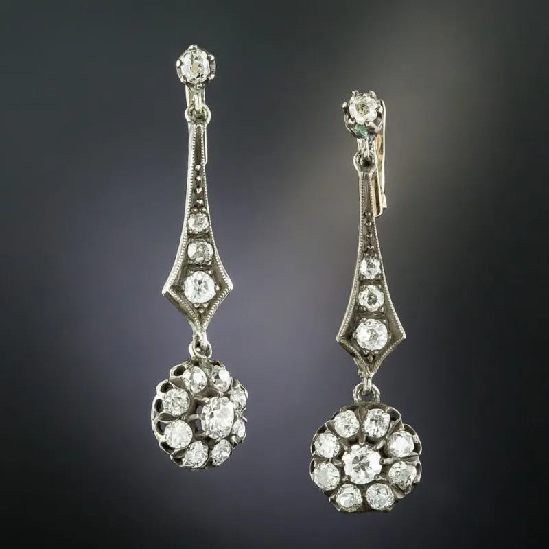 Pamono Victorian Diamond Earrings, Late 19th Century, Set of 2> Earrings