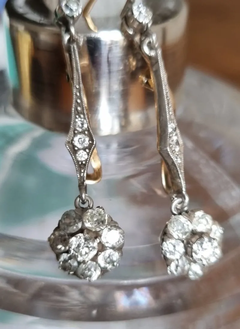 Pamono Victorian Diamond Earrings, Late 19th Century, Set of 2> Earrings