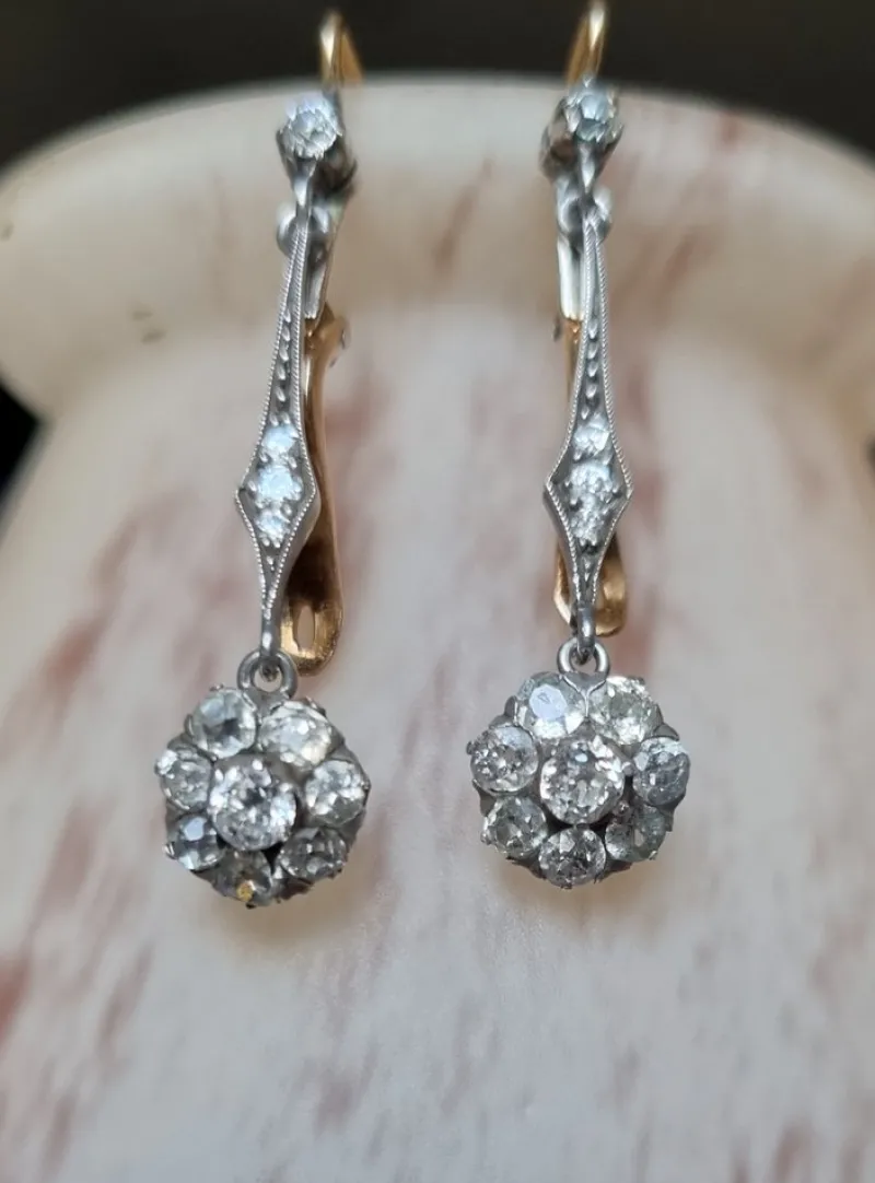 Pamono Victorian Diamond Earrings, Late 19th Century, Set of 2> Earrings