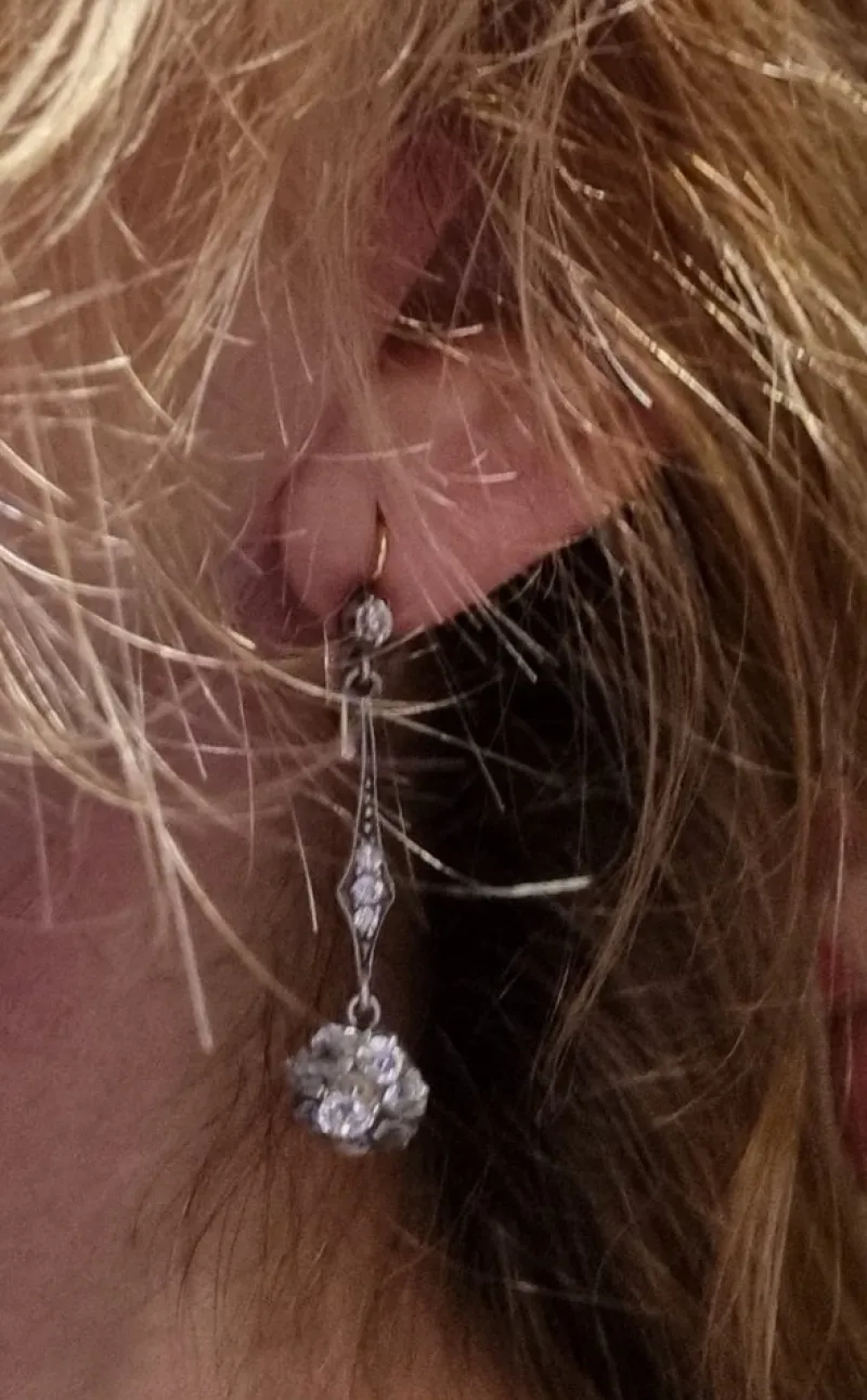 Pamono Victorian Diamond Earrings, Late 19th Century, Set of 2> Earrings
