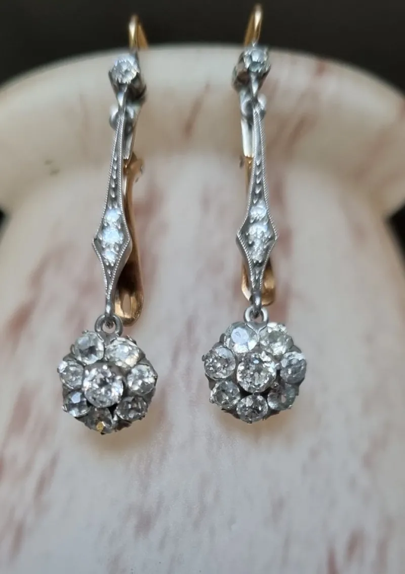 Pamono Victorian Diamond Earrings, Late 19th Century, Set of 2> Earrings