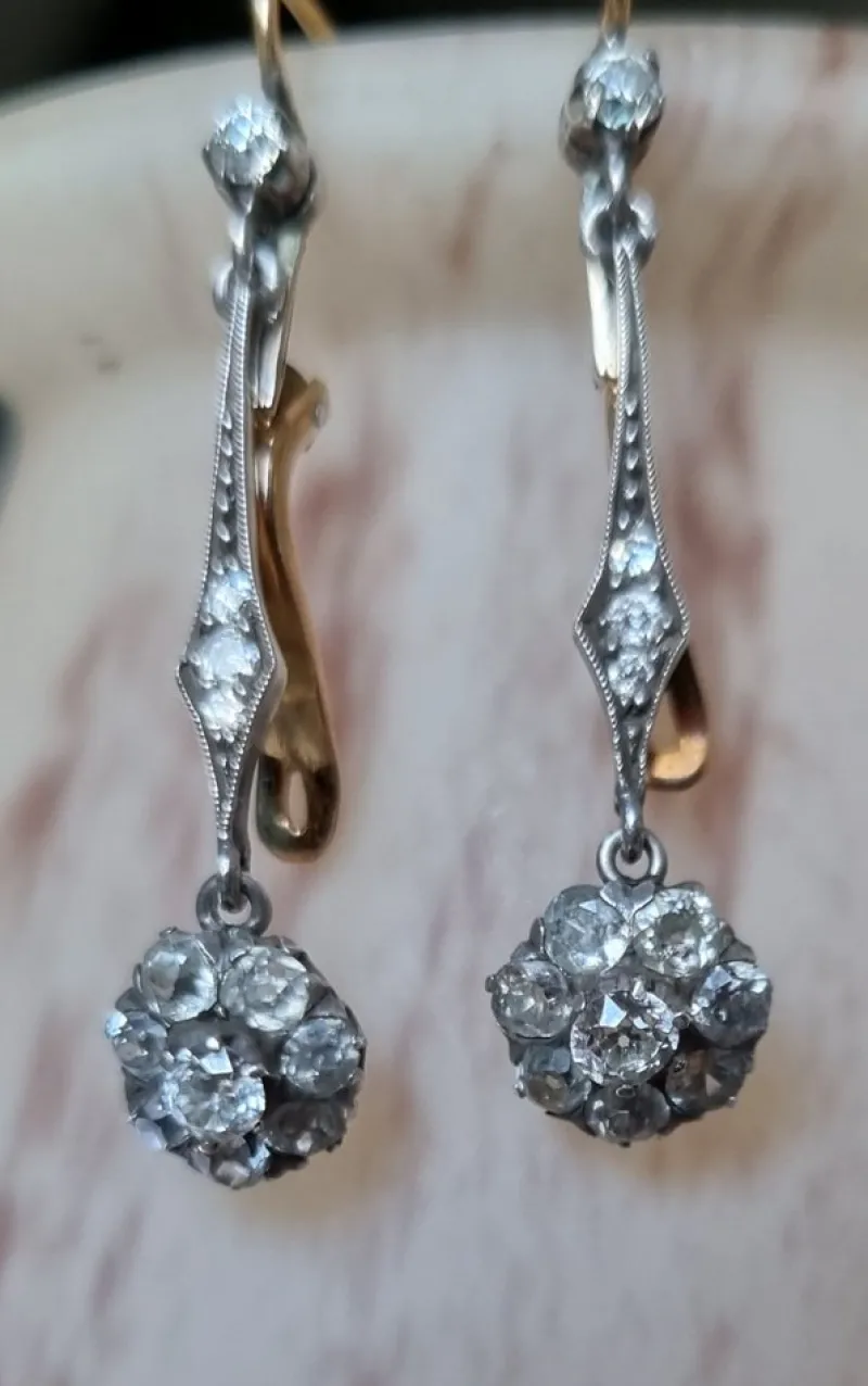 Pamono Victorian Diamond Earrings, Late 19th Century, Set of 2> Earrings