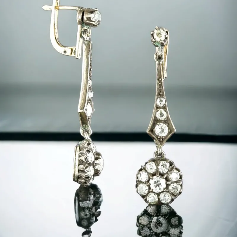 Pamono Victorian Diamond Earrings, Late 19th Century, Set of 2> Earrings