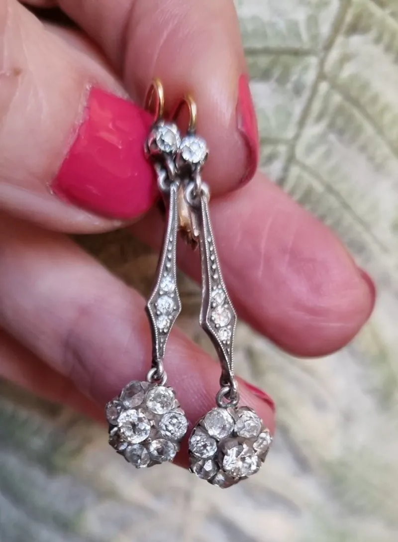 Pamono Victorian Diamond Earrings, Late 19th Century, Set of 2> Earrings