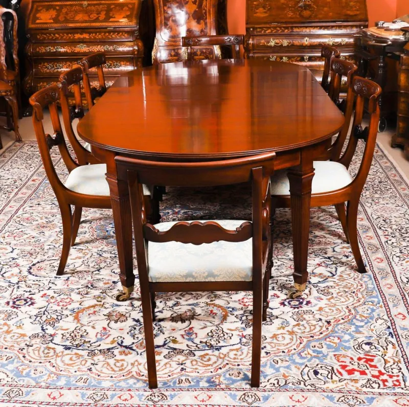 Hot Pamono Victorian Dining Table and Barback Dining Chairs, 1890s, Set of 9