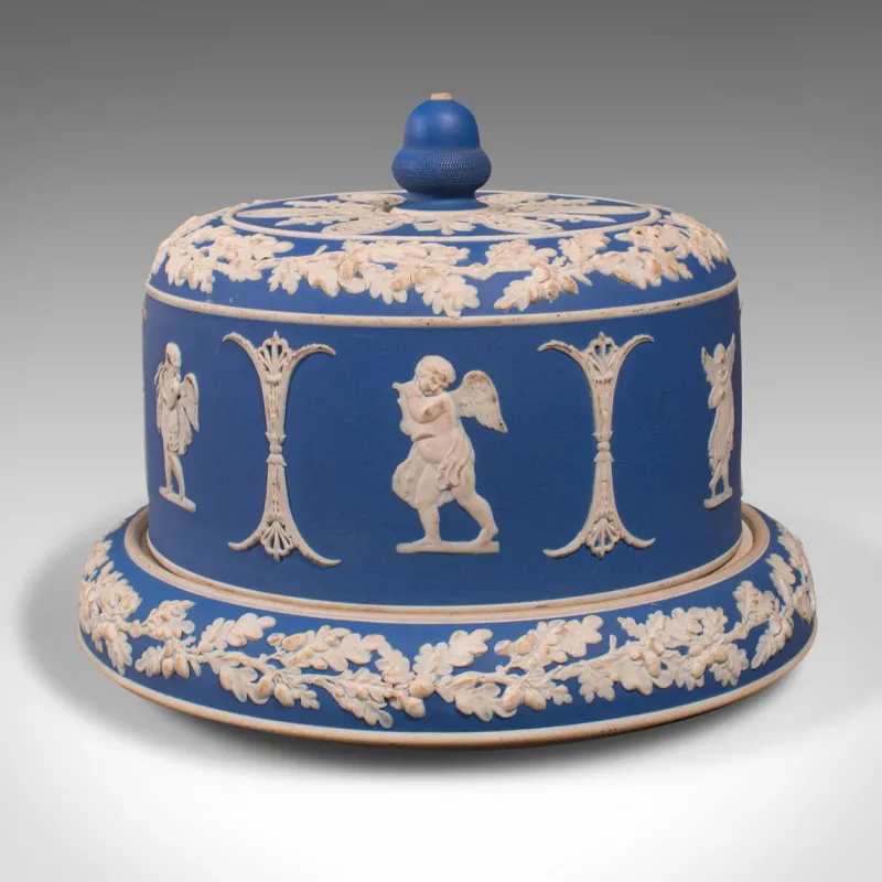 Online Pamono Victorian English Jasperware Cheese Keeper or Serving Dome in the Style of Wedgwood