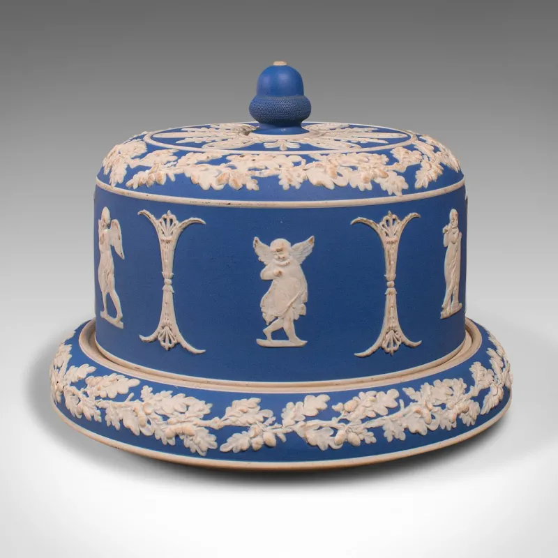 Online Pamono Victorian English Jasperware Cheese Keeper or Serving Dome in the Style of Wedgwood