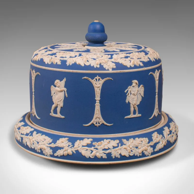 Online Pamono Victorian English Jasperware Cheese Keeper or Serving Dome in the Style of Wedgwood