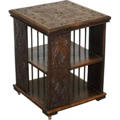 Online Pamono Victorian English Oak Carved Revolving Bookcase