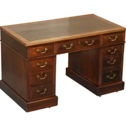Clearance Pamono Victorian English Panelled Hardwood Twin Partner Desk, 1880s