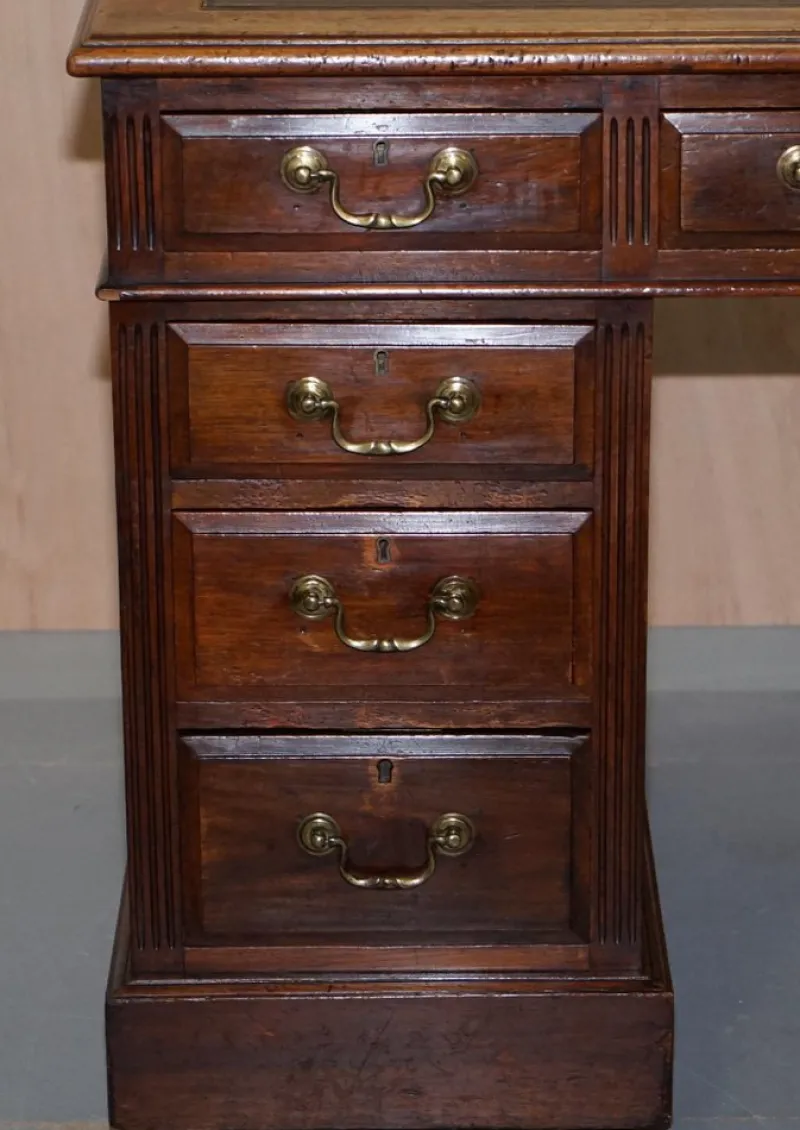 Clearance Pamono Victorian English Panelled Hardwood Twin Partner Desk, 1880s
