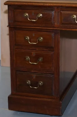Clearance Pamono Victorian English Panelled Hardwood Twin Partner Desk, 1880s