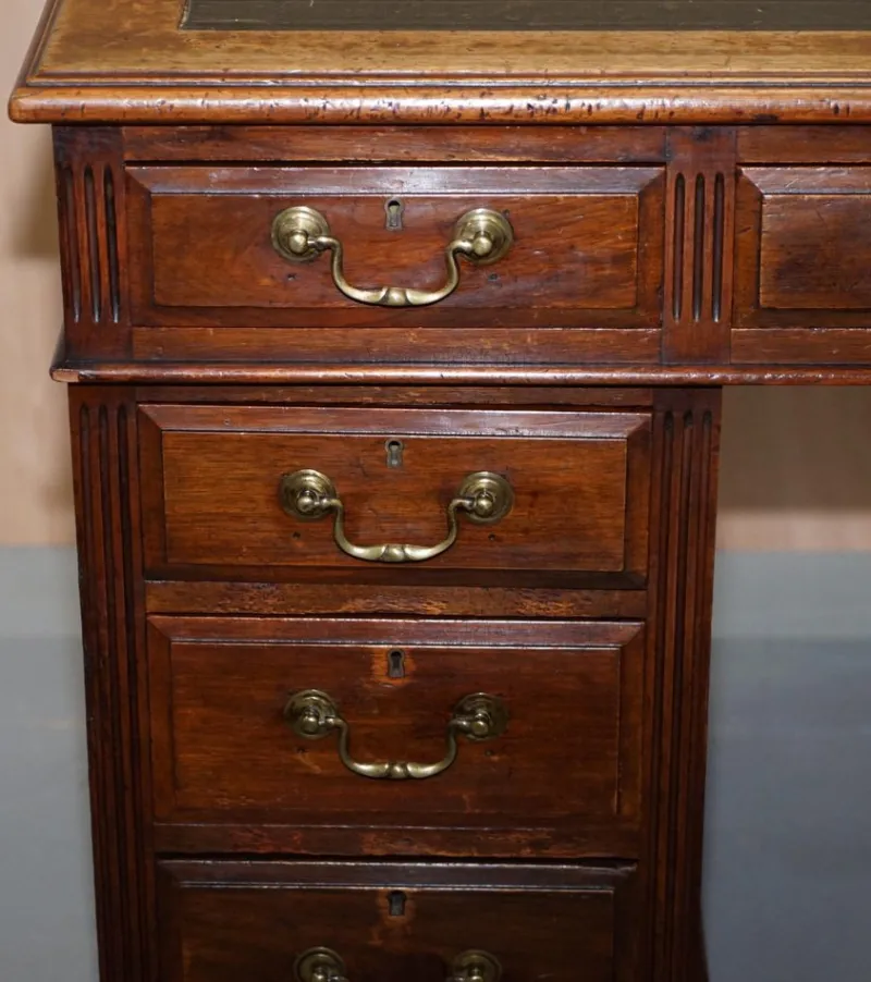 Clearance Pamono Victorian English Panelled Hardwood Twin Partner Desk, 1880s