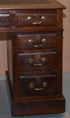 Clearance Pamono Victorian English Panelled Hardwood Twin Partner Desk, 1880s