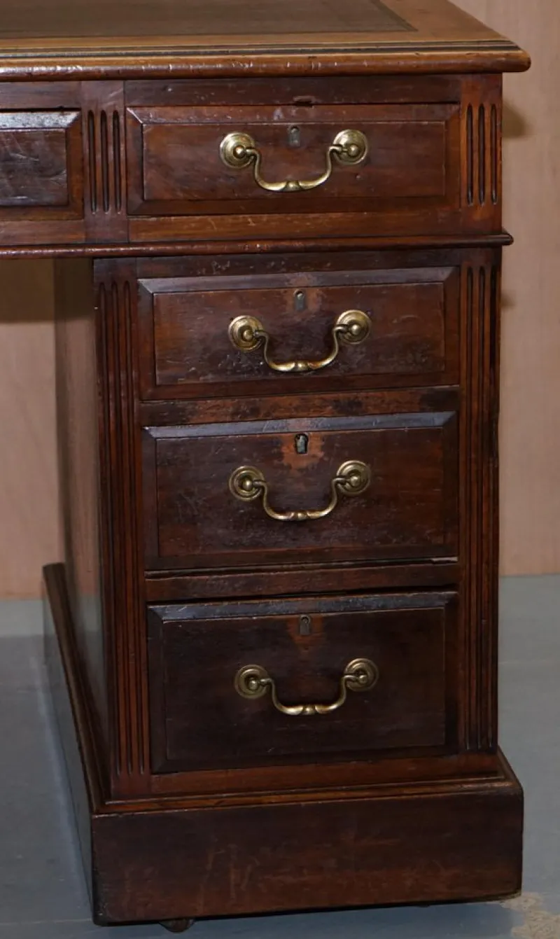 Clearance Pamono Victorian English Panelled Hardwood Twin Partner Desk, 1880s