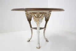 Pamono Victorian English White and Wood Cast Iron Table> Garden Tables