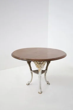 Pamono Victorian English White and Wood Cast Iron Table><noscript><img width=